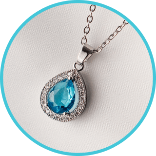 FREE Gold Necklace - White Gold Plated Austrian Blue Jewel Necklace