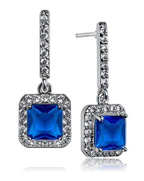 FREE Gold Earrings - Stunning white gold plated blue jewel drop earrings