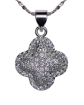 FREE Gold Necklace - Stunning white gold plated pave clover necklace