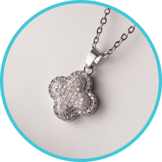 FREE Gold Necklace - White Gold Plated Pave Clover Necklace