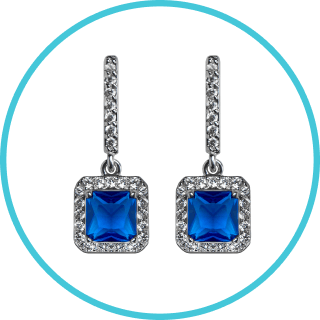 FREE Gold Earrings - White Gold Plated Blue Jewel Drop Earrings