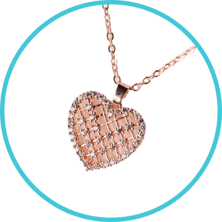 FREE Rose Gold Necklace - Rosette Lattice Heart Pendant